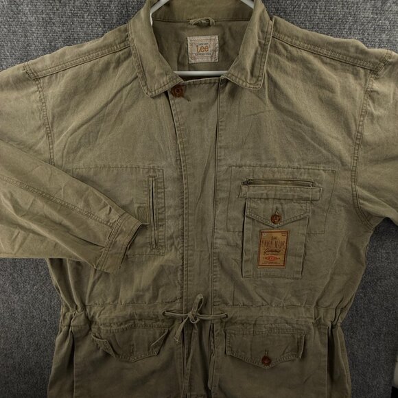 Lee Union Made Canvas Chore Barn Jacket Coat Beige Large Cargo Military Cotton - Picture 1 of 16